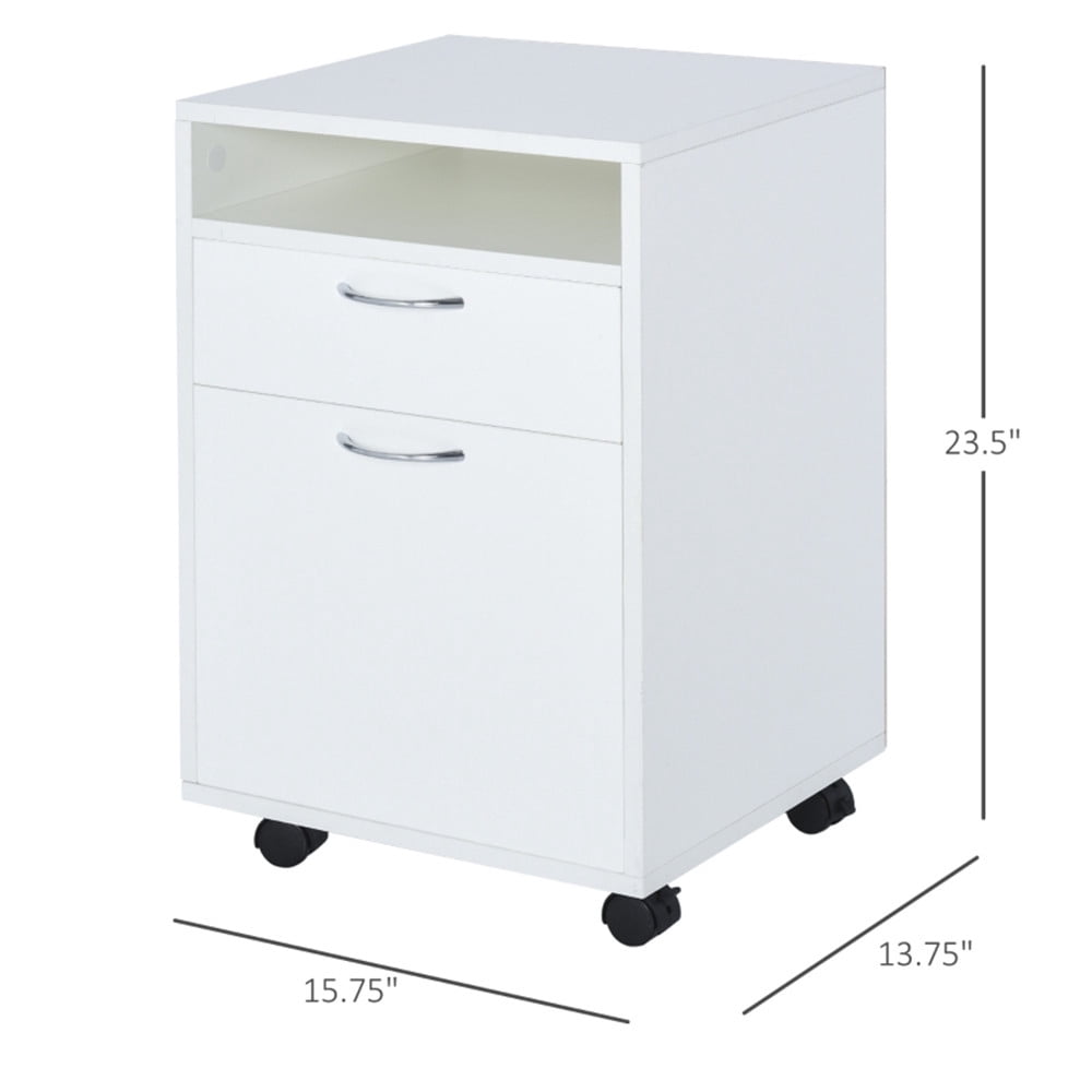 Mobile File Cabinets, 2 Drawers Office Storage Cabinet with Open Shelf, Under Desk Drawers Cabinet Pedestal Filing Cabinet, Printer Stand with Rolling Wheels and Open Storage Shelf for Home Office