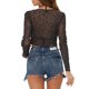 thumbnail image 3 of INSPIRAR CHIC Chaquetas Transparentes para Mujeres con Estampado de Estrellas Brillantes, Top Corto de Malla con Nudo Frontal Negro XS, 3 of 6