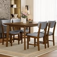 thumbnail image 4 of Harper & Bright Designs Rustic Wood Dining Table Set for 4, 5 Pieces Rectangular Table Set with Upholstered Chairs for Small Space Kitchen, Walnut, 4 of 17