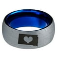 thumbnail image 2 of Tungsten South Dakota The Mount Rushmore State Heart Band Ring 8mm Men Women Comfort Fit Blue Dome Brushed Gray Polished, 2 of 4