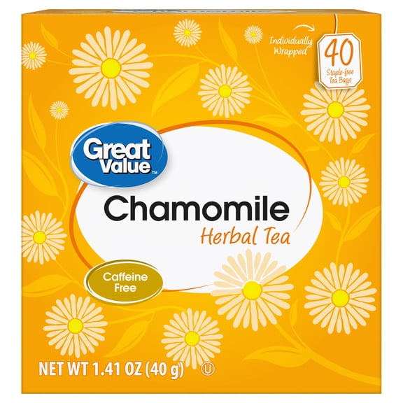 Great Value Chamomile Herbal Tea Bags, 1.41 oz, 40 Count