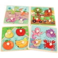 thumbnail image 1 of Juego de rompecabezas con forma de clavija de madera ranurada para niños de 1 a 3 años, granja, dinosaurio, 1 of 7