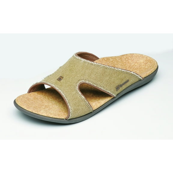 Spenco Men's Kholo Orthotic Slide Sandals - Straw / Java / Cork