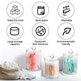 thumbnail image 4 of 4 Pack Qtip Holder,Canister Apothecary Jar Set,Bathroom Jars with Lids Set for Cotton Swabs,Balls,Pads,Floss Picks,10oz-12oz Plastic Canisters Restroom Bedroom Vanity Organizer(Clear), 4 of 7