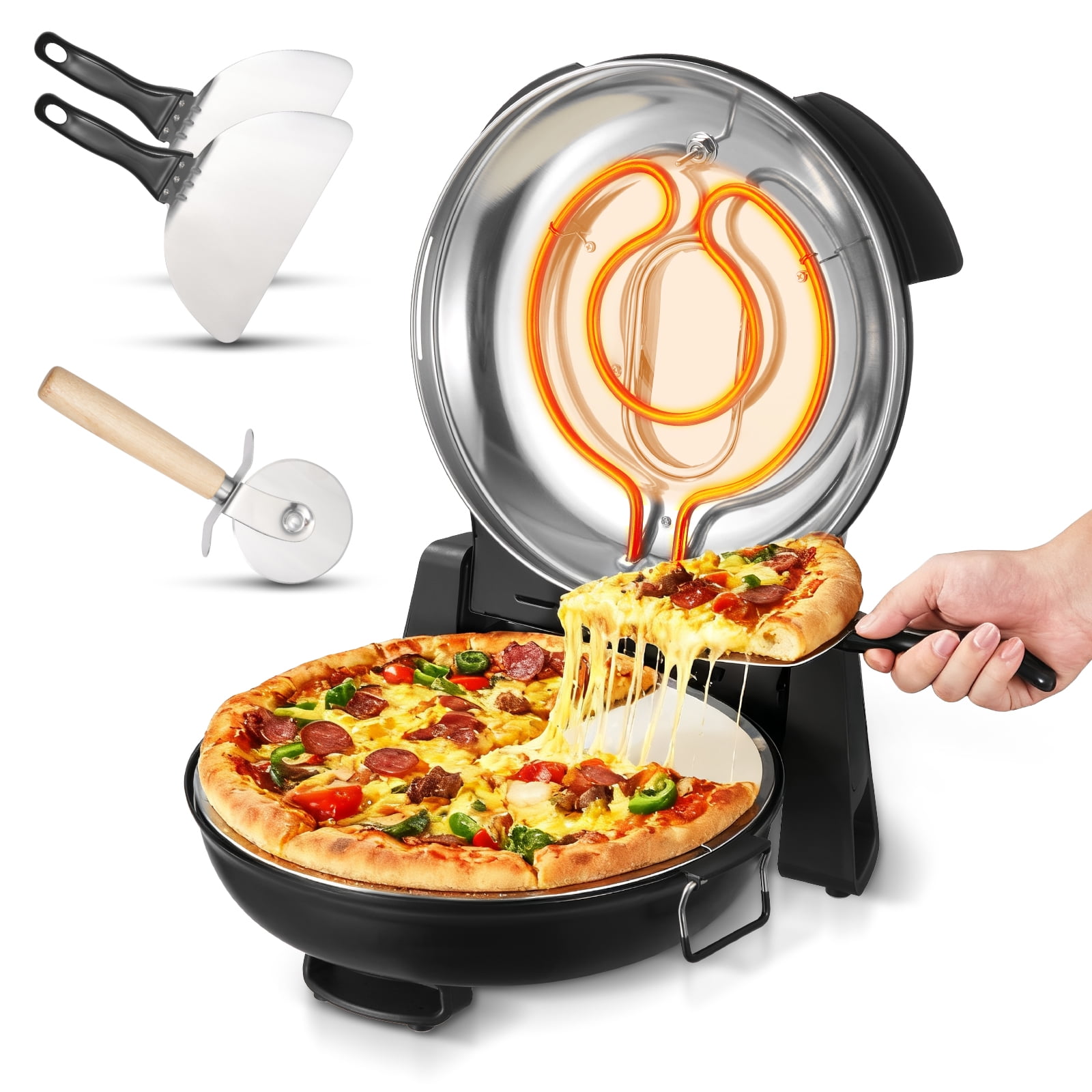 Piezano Pizza Oven Exclusive Bundle with Pizza Cutter + Dough
