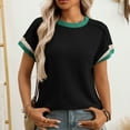 thumbnail image 4 of ECZHAW ,Womens Color Block Oversized Tops Trendy Casual Summer Textured Ribbed Knit T Shirts Loose Fit Short Sleeve Tshirts, sales today deals, 4 of 7