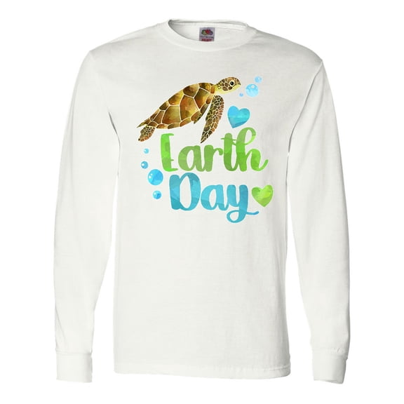 Inktastic Earth Day Sea Turtle and Hearts Long Sleeve T-Shirt