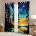 thumbnail image 2 of Manfei Watercolor Sky Curtains Pack of 2 (42x84 Each),Starry Night Curtains Blackout,Modern Aesthetic Art Bedroom Curtains For Kids,Luxury Bedroom Decor, 2 of 6