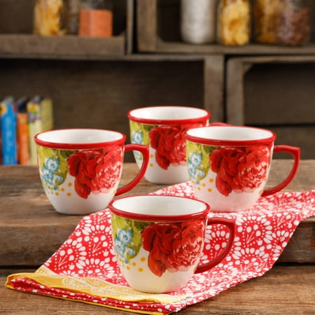 The Pioneer Woman Blossom Jubilee 4-Piece 16-Ounce Coffee Cup
