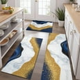 thumbnail image 2 of Blue and Gold Marble Glitter Waves Pattern Kitchen Rugs Sets Of 3,Kitchen Runner Rugs Non Skid Washable,Decorative Kitchen Floor Mats for Kitchen,Sink,Laundry,17"x30"+ 17"x47" + 17"x59", 2 of 6