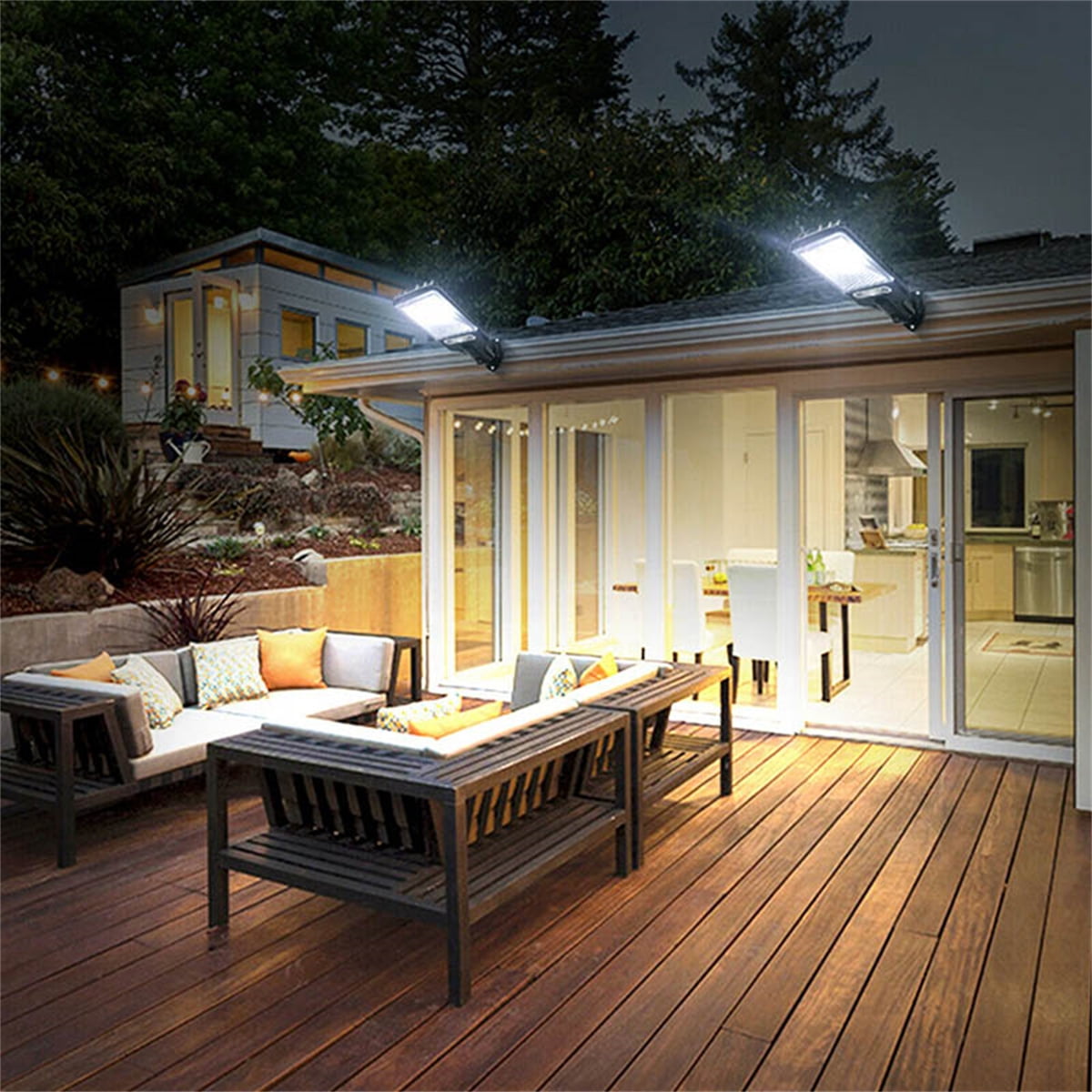 4 Pack Solar Street Lights Outdoor, 1200W Outdoor LED Motion Sensor Flood Light, Dusk to Dawn Solar Security Lights Spotlights for Garden Patio Path Yard
