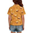 thumbnail image 5 of T Shirts for Girls Short Sleeve Henley Cute Cartoon Animal Print Back to School Uniform Button Closure Comfy Active Polo Shirts, 160, 5 of 5