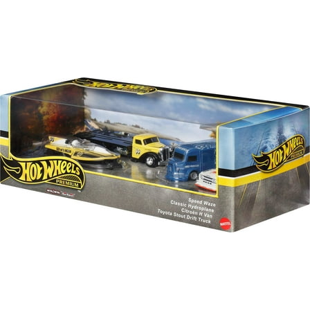 Hot Wheels Premium Collector Display Sets, 3 Cars & 1 Transporter