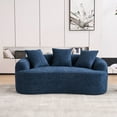 thumbnail image 4 of Curved Loveseat White Full Compression Sponge Sofa, 30D Chenille No-Assembly Compact Sofa for Small Spaces & Apartments, 65"L, 300 Lbs, 3 Pillows (Blue), 4 of 11