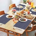 thumbnail image 2 of Navy and White Geometric Lattice Pattern Summer Placemats Table Placemats Set Of 4-Linen Kitchen Washable Placemats Table Mats 11.8"x17.7" Non-Slip Heat Resistant, 2 of 6