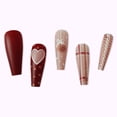 thumbnail image 2 of FCOGIN Long Coffin, 24 Pieces, Pink, Red, Heart, Chessboard, Acrylic False Nail, Press on Nail, 2 of 5