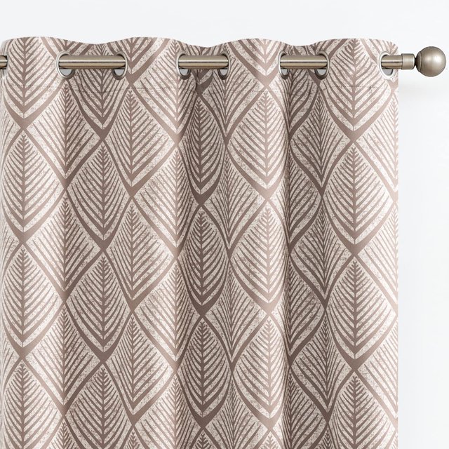 Curtainking Rideaux Occultants Bruns Motif Géométrique Rideaux de Fenêtre 72 Pouces pour Salon Assombrissant Chambre Thermiques à Oeillets Ensemble de 2