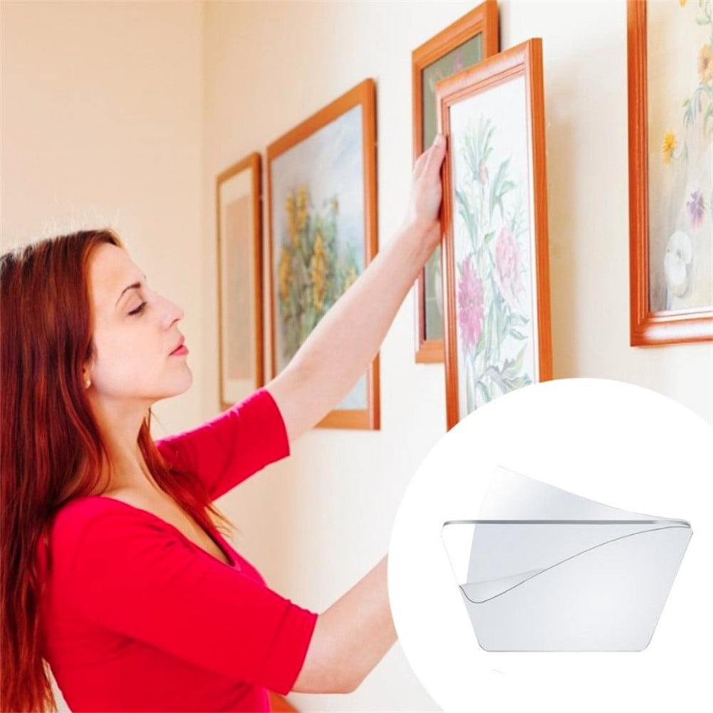 Geege 50Pcs Square Nano Double-Sided Transparent Tape Sticker, Removable Heavy Duty Clear Mounting Tape for Wall Hanging,2.4x2.4inch