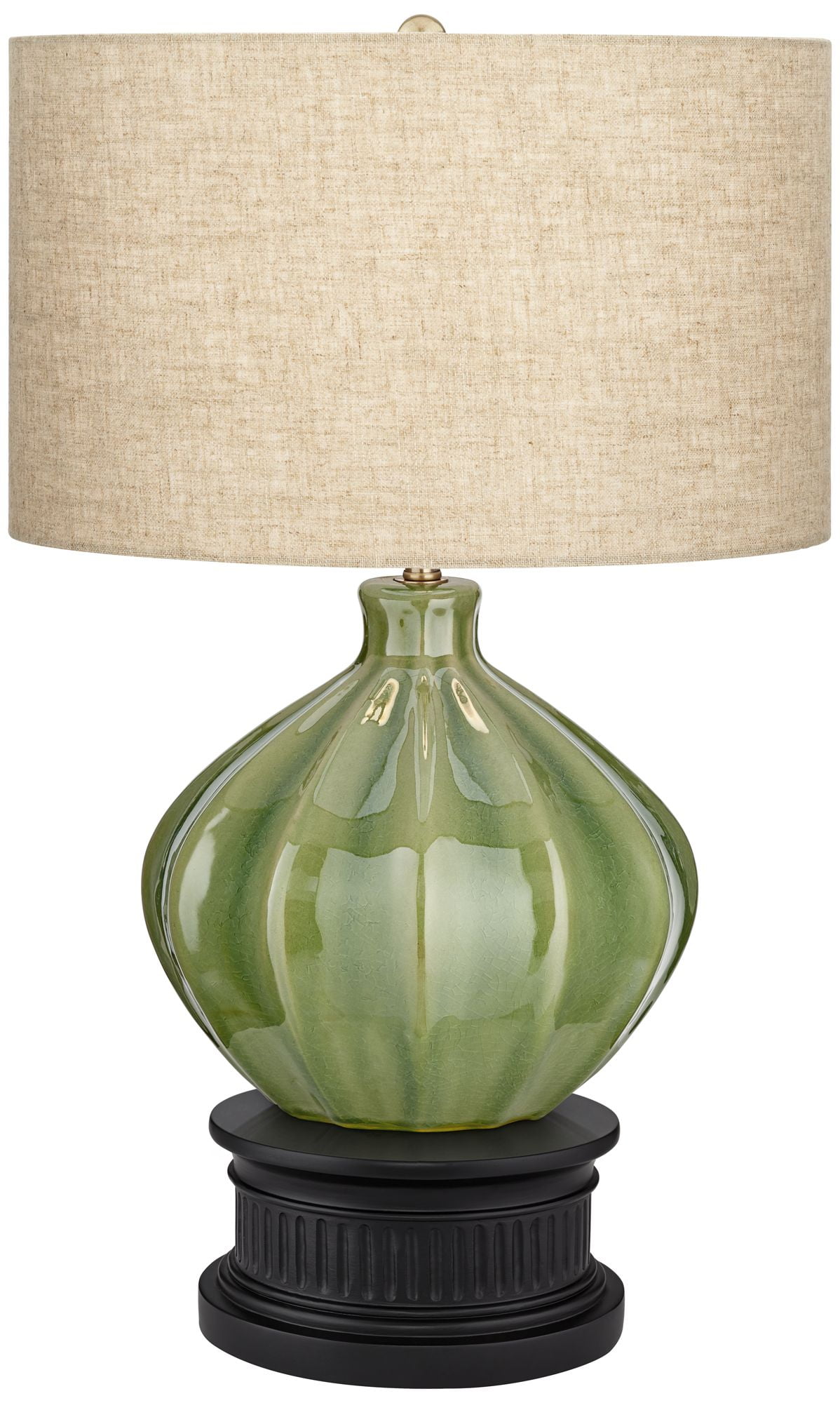 360 Lighting Gordy Green Ribbed Ceramic, Cosgrove Round Mid Century White Ceramic Table Lamp
