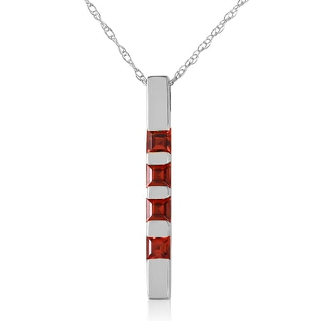 Galaxy Gold 14K Solid Gold Natural Garnet Necklace for Women - White Gold Fine Jewelry