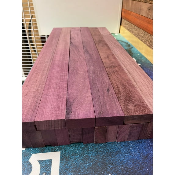 Stumps Custom Wood purple heart cutting board blanks hardwood cutting board lathe blanks exotic wood pen turning wood lumber boards - 12 Inches L x 1.75 Inches W (Pack of 19 )