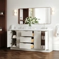 thumbnail image 2 of ARIEL Milan 73 Inch Double Rectangle Sink Bathroom Vanity with Pure White Quartz Countertop 1.5 Inch in Warm White, 2 of 7