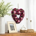 thumbnail image 3 of Northlight Floral and Twig Artificial Heart Valentine's Day Wreath - 13.5" - Pink and Purple, 3 of 9