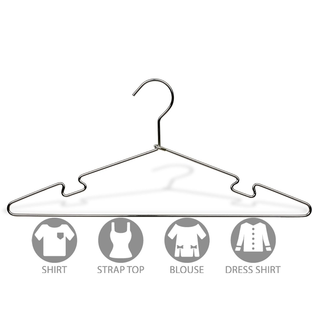 The Great American Hanger Company Polished Chrome Metal Top Hanger with Notches (Pack of 50)