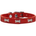 thumbnail image 2 of Silver Bone Widget Genuine Leather Dog Collar Red 22, 2 of 2