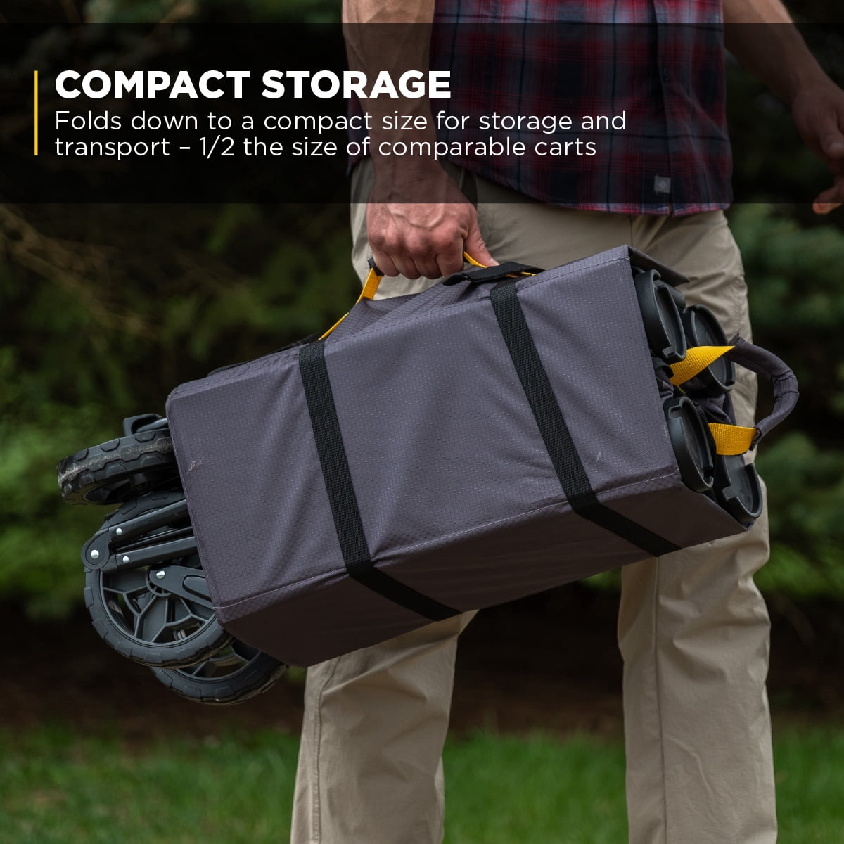 Gorilla Carts Collapsible Folding Wagon Cart, 7 Cu Ft Bed, 150 lb Load Rating, Black