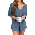 thumbnail image 4 of Patlollav Trendy Women Two-Piece Color-Blocking V-Neck Short-Sleeve Fashion Casual Suit, 4 of 7