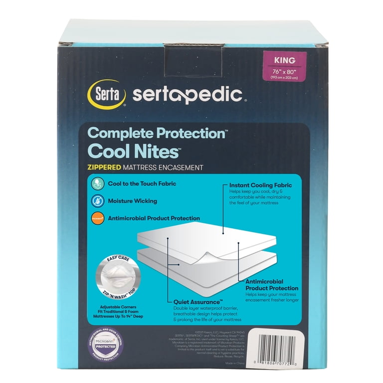Serta Cool Nites Waterproof Zippered Mattress Protector, King