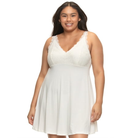 

Felina Micro Modal Tank Chemise - Sexy Lingerie Nightgown for Ladies - Women s Summer Dress (Antique White Large)