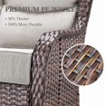 thumbnail image 3 of Opohoro 5 Pieces Outdoor Conversation Set with 30" Square Fire Pit Table, Brown Rattan Furniture Set with Swivel Rocker Chairs, Beige for Patio Backyard Deck, 3 of 14