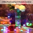 thumbnail image 3 of Mini Submersible LED Lights, Submersible LED Light, LED Underwater Lights with Remote Control, RGB Multicolor Submersible Lights for Swimming Pool, Vase, Spa, Aquarium, Pond, 2 Pieces, 3 of 5