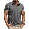 thumbnail image 2 of YLSDY Men's Casual Button Collared Shirts Classic Short Sleeve Basic Button T-Shirt Lightweight Cotton Golf Tops with Pocket Dark Gray XL, 2 of 7