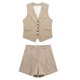thumbnail image 3 of HH TRAF Conjuntos de pantalones cortos de verano para mujer, estilo vintage, de un solo pecho, con cuello en V, chalecos, tops, pantalones cortos ajustados con cremallera y bragueta, trajes de oficina, 3 of 5