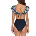 thumbnail image 4 of Women Ruffle High Waist Swimsuit Two Pieces Bathing Suit Push Up Floral Print Bikini Sets, 4 of 6