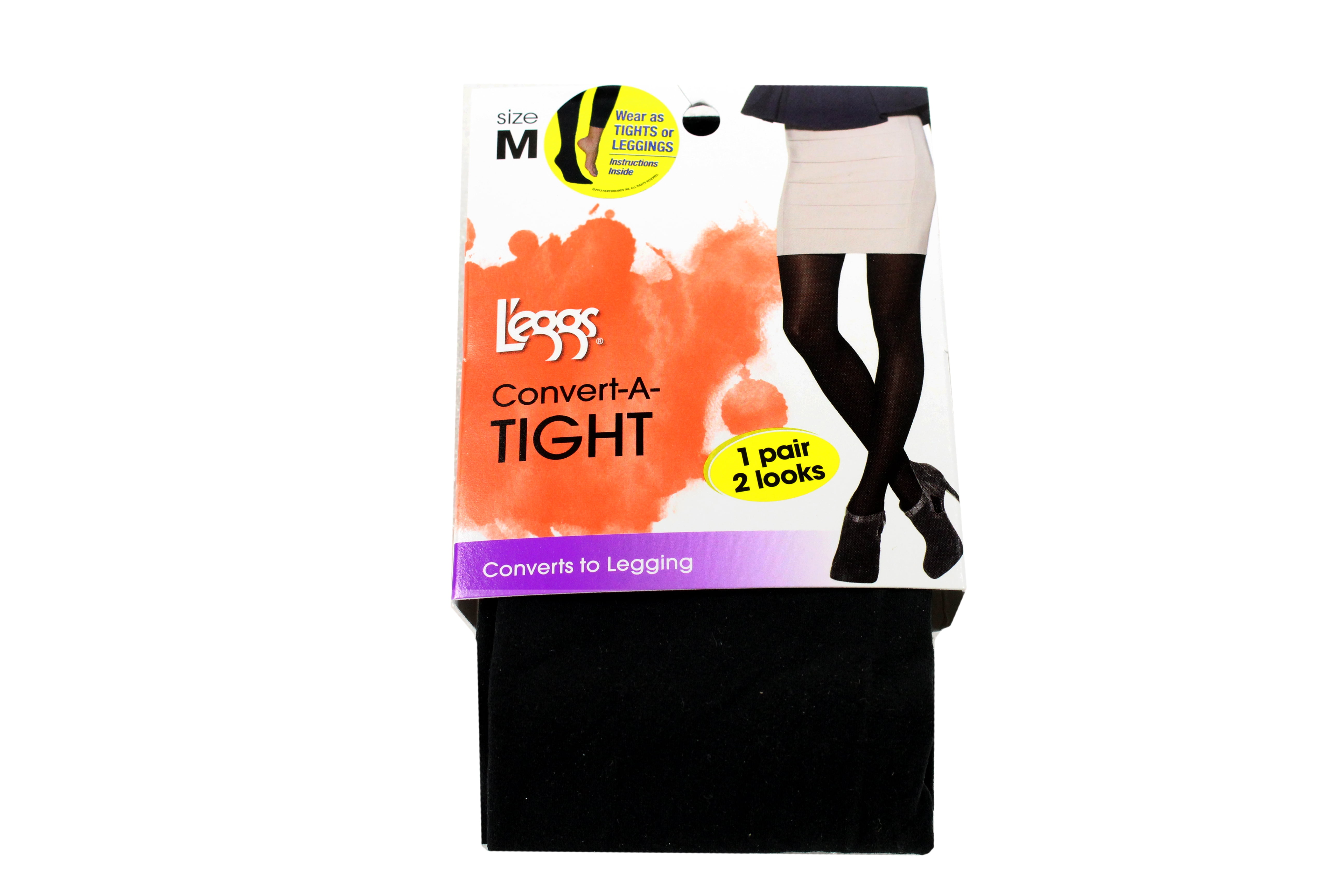 Huge Lot Of 16 Pair L/'eggs Convert-A-Tight One Pair Two Looks Black Size Large