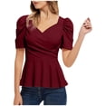 thumbnail image 2 of Fashion Women's Casual V-Neck Ruffled Sleeveless Blouse, Puff Sleeve Fit-and-Flare Top, Stylish Summer Shirt, Perfect for Casual Outings, Office, and Daily Wear, 2 of 6