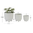 thumbnail image 3 of DecMode White Ceramic Indoor Outdoor Planter, Set of 3 8", 6", 5"H, 3 of 8
