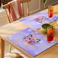 thumbnail image 4 of Red Pink Flower Placemats Set of 2, Antlers Watercolor Leaves Purple Gradient Non-Slip Place Mats Washable Table Mats for Kitchen Dining Table Decorations Indoor/Outdoor, 4 of 9
