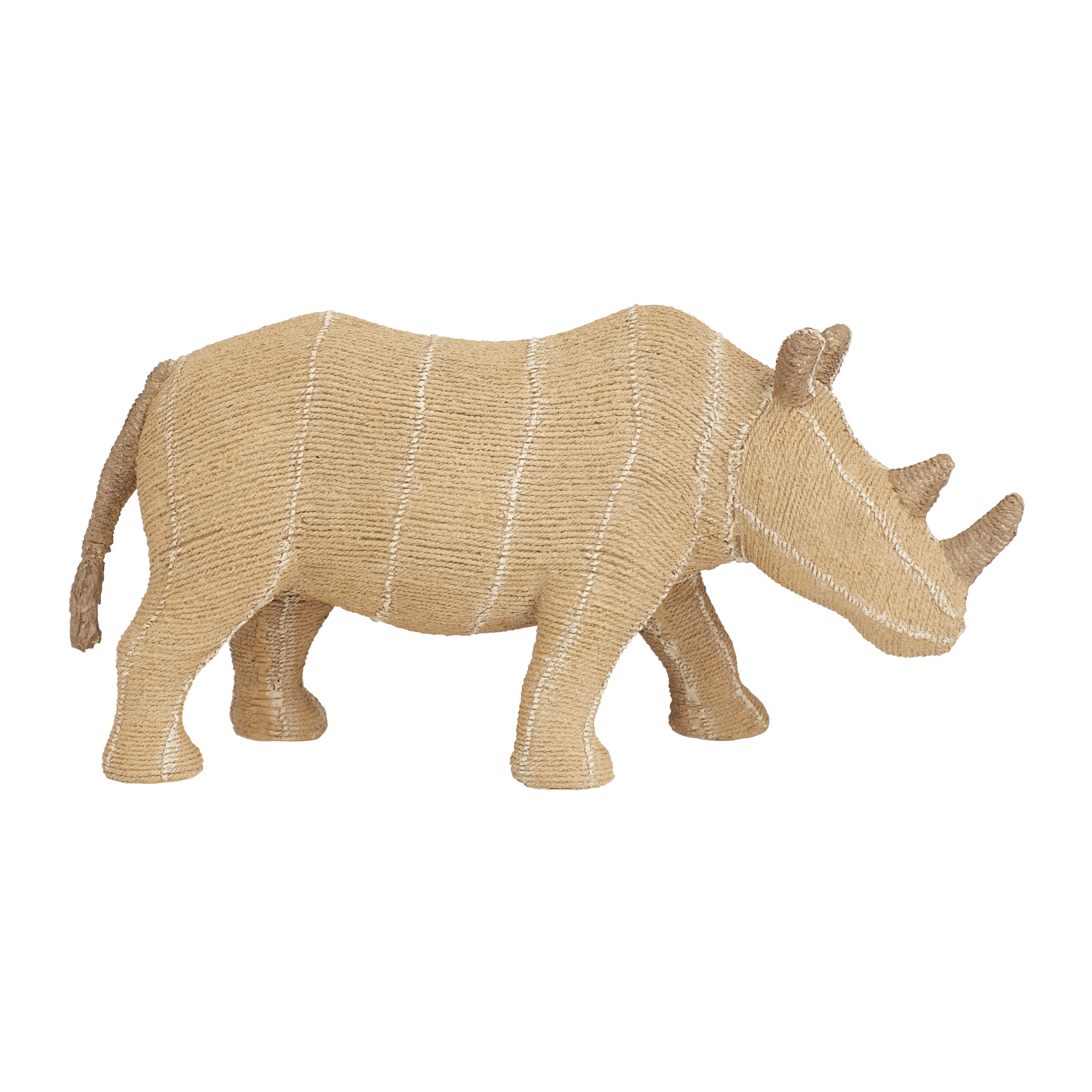 5" x 8" Light Brown Polystone Rhino Sculpture, by DecMode
