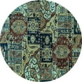 thumbnail image 1 of Ahgly Company Indoor Round Abstract Light Blue Modern Area Rugs, 3' Round, 1 of 4