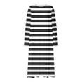 thumbnail image 5 of JUSLIO House Dresses for Women Striped Sleepwear Long Sleeve Nightgown Sleep Dress Round Collar Loungewear Black Robes Nightgowns Pajama, 5 of 6