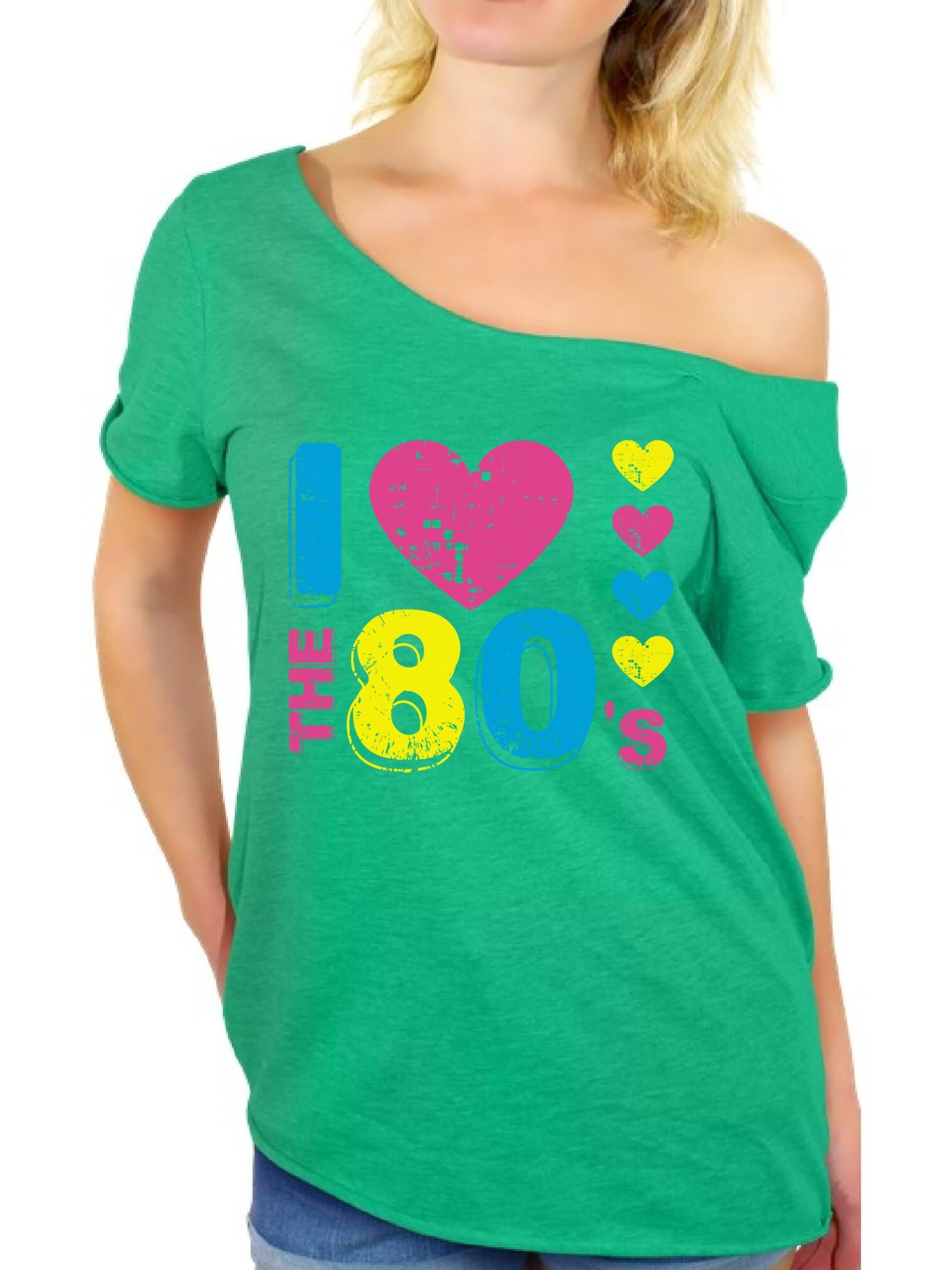 Awkward Styles 80s T shirt Off Shoulder Baggy 80s Costumes Party 80s 