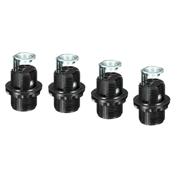 Uxcell E12 Bulb Holder Light Socket, 4 Pack Screw Fully Thread LED Bulb Lamp Holder for Pendant Lights, Black