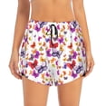 thumbnail image 2 of Honeii watercolor butterflies print a double-layered women's running short, ideal for gym, tennis, and various activities, complete with a practical pocket-Medium, 2 of 7