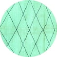thumbnail image 1 of Ahgly Company Machine Washable Indoor Round Solid Turquoise Blue Modern Area Rugs, 3' Round, 1 of 4