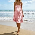 thumbnail image 5 of Posijego Women's Satin Nightgowns Sleeveless Nightdresses Camisole Dresses Ruffled Pajama Dresses Sleepwear Loungewear, 5 of 9